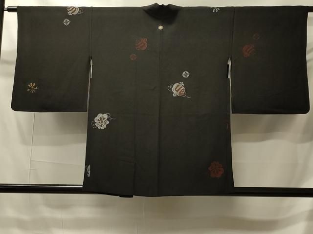 平和屋着物＃羽織　寿光織　宝尽くし文　黒地　金銀糸　正絹　逸品　CABI6128in