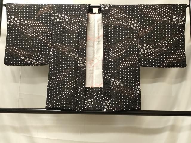 平和屋着物＃羽織　絞り　吉祥花文　黒地　正絹　逸品　CABI6146in 7,800円