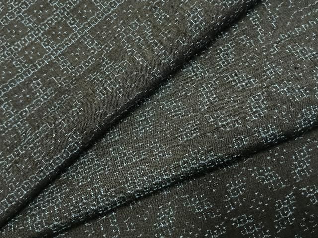 平和屋着物●結城紬　80亀甲　切嵌文　正絹　逸品　AABJ4633fy