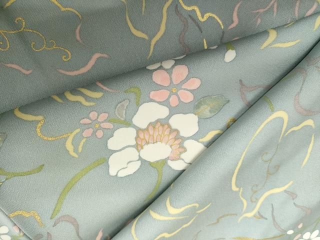 平和屋着物●上質な小紋　草花文　金彩　正絹　逸品　AABJ8710cs 19,240円