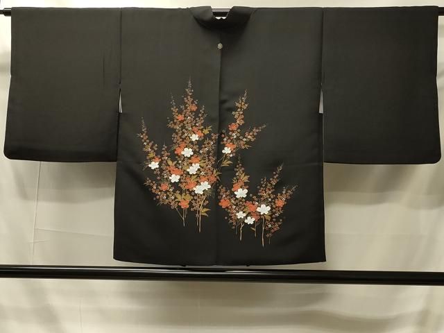 平和屋着物＃羽織　枝花文　黒地　金彩　正絹　逸品　CABI6114in 8,008円