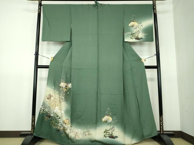 平和屋着物●訪問着　刺繍　流水花文　暈し染め　金銀彩　正絹　逸品　DABG8683ps