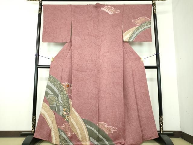 平和屋着物●訪問着　刺繍　絞り　籬花文　金彩　ますいわ屋扱い　正絹　逸品　DABG8687ps