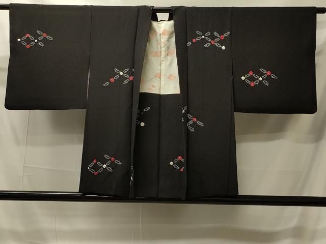 平和屋着物＃羽織　絞り　花菱文　黒地　正絹　逸品　CABI6086in