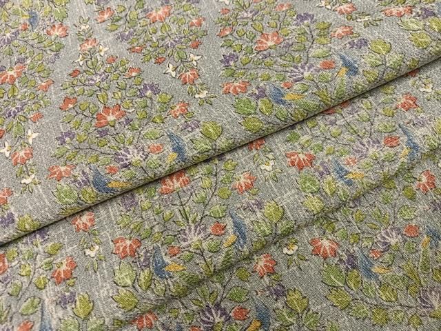 平和屋着物●上質な小紋　草花文　鬼しぼ縮緬　鈴乃屋扱い　正絹　逸品　AABJ8523ph