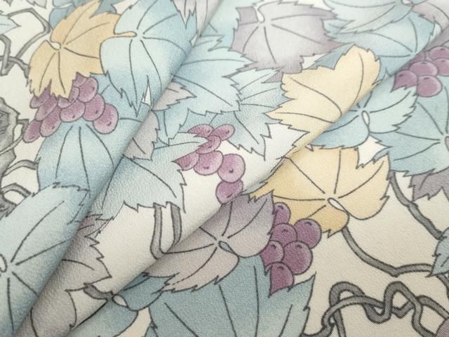 平和屋着物●上質な小紋　葡萄蔦の葉文　正絹　逸品　DABG2421ud