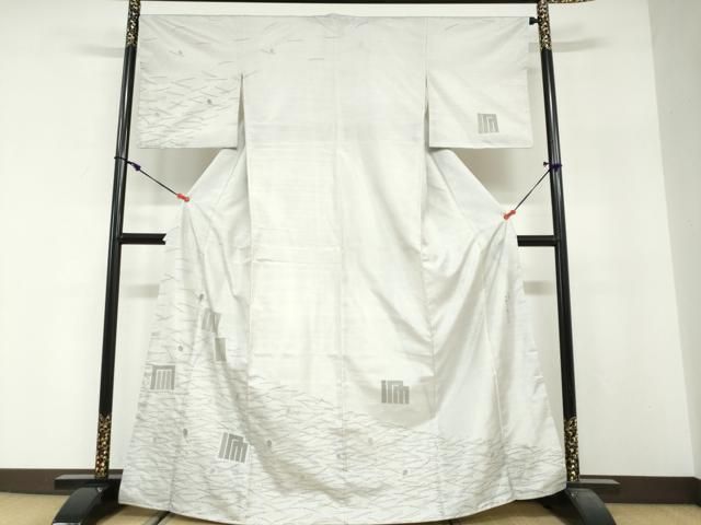 平和屋着物●二代目 川村久太郎　本場縞大島紬　訪問着　刺繍　源氏香　敷松葉文　やまと誂製　正絹　逸品　DABG2549ud