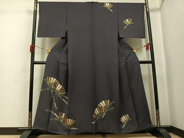 平和屋着物●訪問着　舞扇文　金彩　正絹　逸品　AABJ8420ph