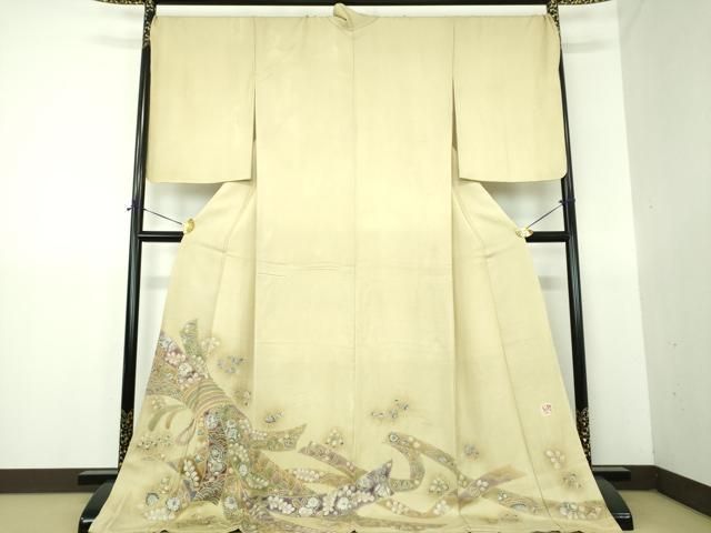 平和屋着物●樋熊哲也　訪問着　辻が花　絞り　手描き　束ね熨斗　辻が花　暈し染め　ロング丈　正絹　逸品　DABG8465ps