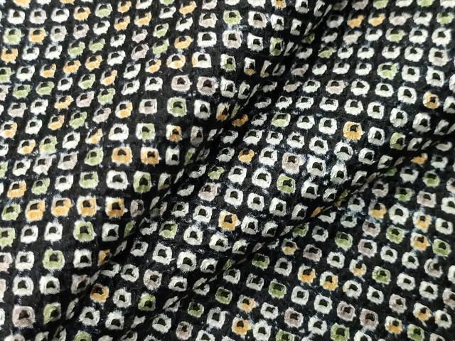 平和屋着物●大変加工の良い総絞り小紋　黒地　正絹　逸品　CABI0621gh