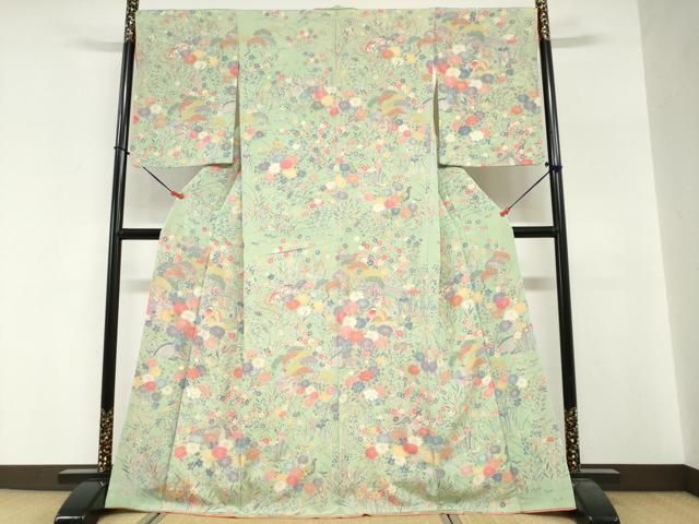 平和屋着物●訪問着　花鳥文　鬼しぼ縮緬　正絹　逸品　DABG2231ud 33,800円