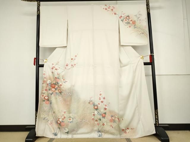 平和屋着物●訪問着　刺繍　枝花文　暈し染め　金彩　正絹　逸品　AABJ6615cs訪問着・付け下げ