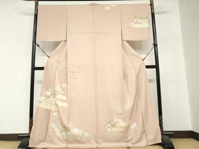 平和屋着物●訪問着　エ霞扇面草花文　金彩　正絹　逸品　DABG2289ud