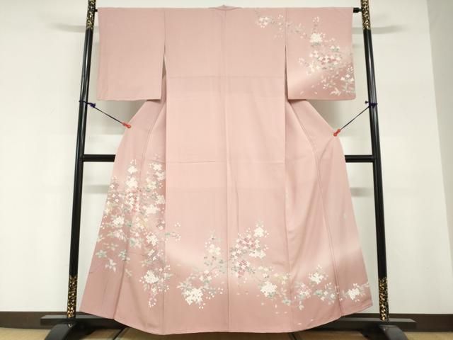 平和屋着物●訪問着　友禅　作家物　枝花文　暈し染め　正絹　逸品　DABG2360ud