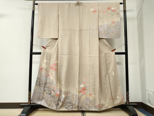 平和屋着物●京加賀友禅　百貫達雄　訪問着　流水枝花文　暈し染め　金銀彩　正絹　逸品　CABI2030yc 27,885円