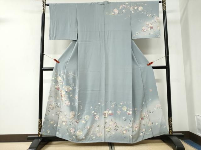 平和屋着物●訪問着　作家物　駒刺繍　雪輪草花文　暈し染め　正絹　逸品　CABI2037yc