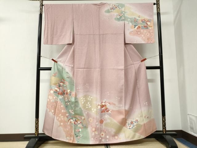 平和屋着物●訪問着　刺繍　エ霞草花文　暈し染め　金彩　正絹　逸品　CABI2092yc 33,800円