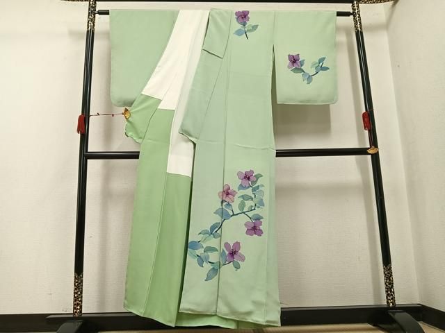 平和屋着物○訪問着 ろうけつ染 草花文 正絹 逸品 未使用 AABJ7230ph