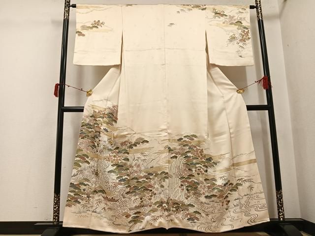 平和屋着物○訪問着 作家物 松竹梅風景文 暈し染め 金彩 正絹