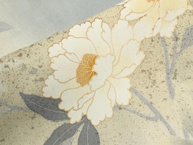 平和屋着物○訪問着 駒刺繍 草花文 暈し染め 金彩 正絹 逸品 未使用