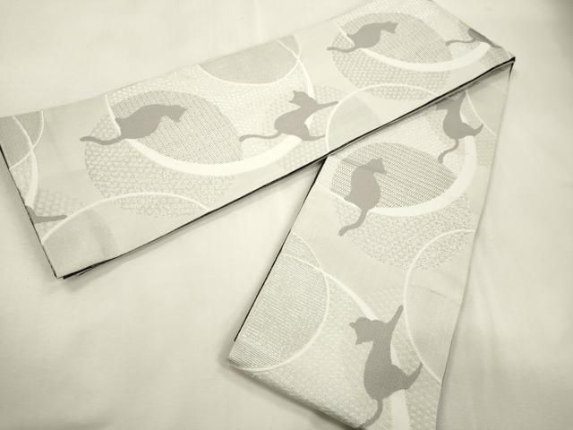 平和屋着物●半幅帯　猫/ねこ　銀糸　CABF0375ak 6,370円