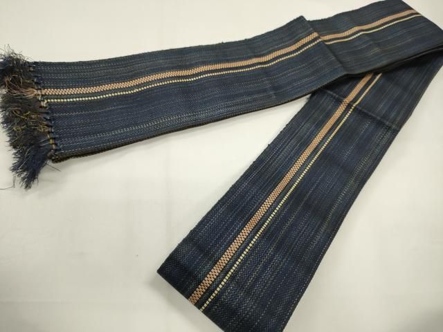 平和屋着物○男性 本場筑前博多織 両面 角帯 間道 正絹 逸品