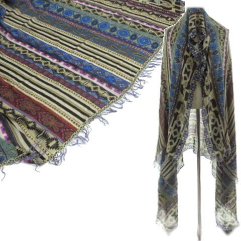 エトロ ETRO ペイズリー 総柄 大判ストール フリンジ マルチカラー 7,992円