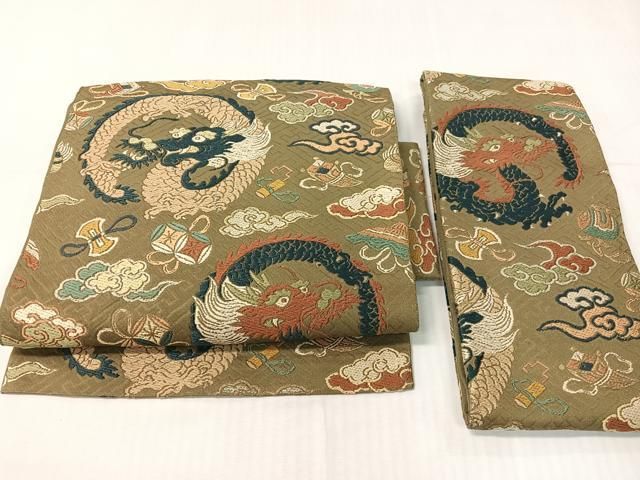 平和屋着物●つけ帯　唐織　雲龍　金糸　正絹　逸品　CABH4717vp