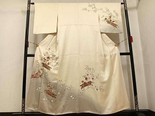 平和屋着物○訪問着 駒刺繍 花筏文 暈し染め 金彩 正絹 逸品