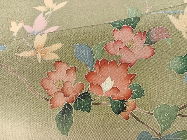 平和屋着物○訪問着 地紙花文 暈し染め 金彩 正絹 逸品
