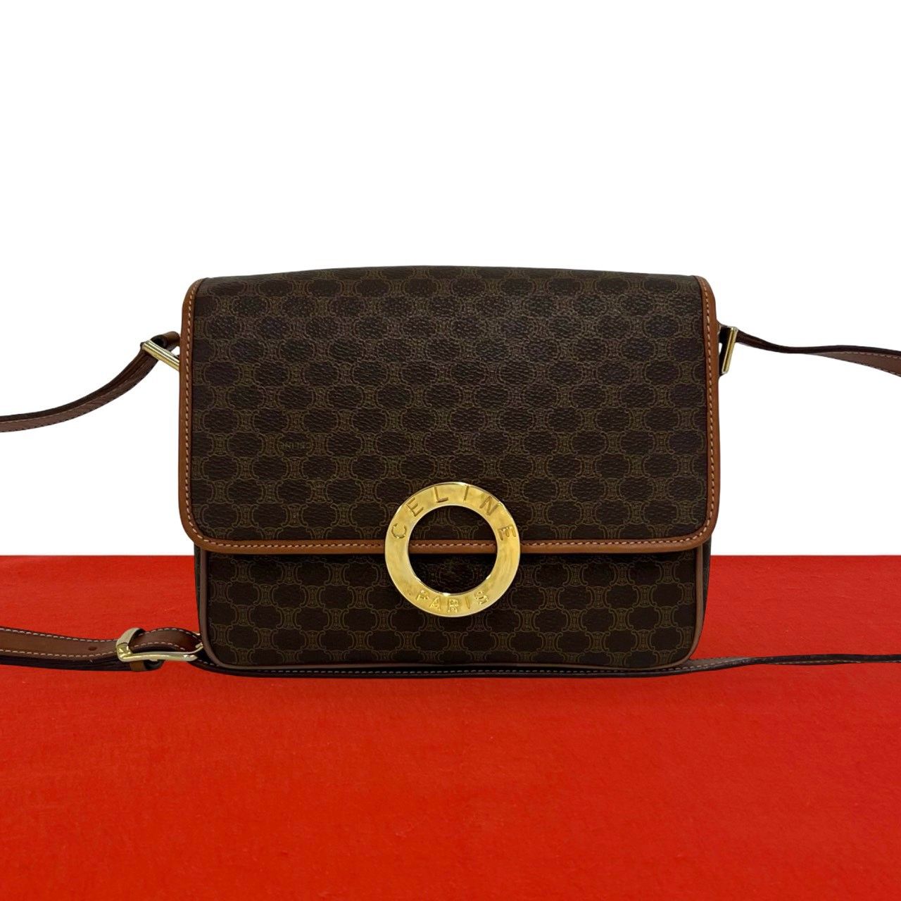 極 美品 CELINE セリーヌ ヴィンテージ サークルロゴ 金具マカダム