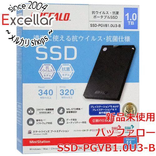 [bn:12] BUFFALO　外付けSSD　SSD-PGVB1.0U3-B　1TB　ブラック 30,180円
