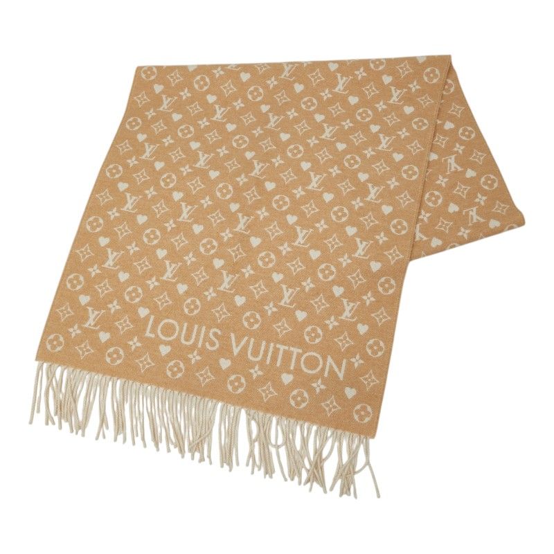 ルイ ヴィトン エシャルプ ゲーム オン マフラー M76900 ベージュ カシミヤ レディース LOUIS VUITTON【1-0279029】