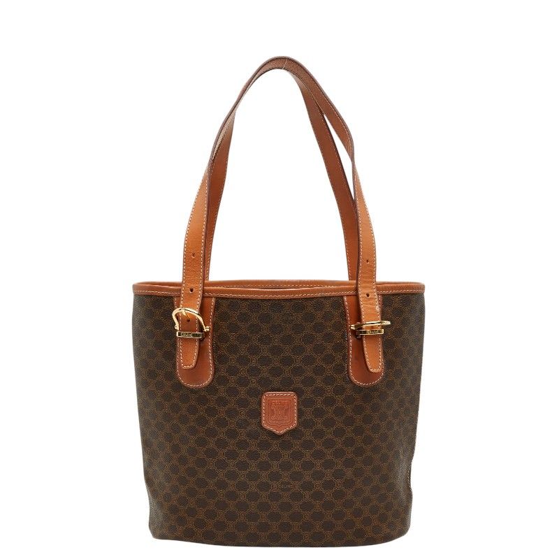 セリーヌ マカダム トートバッグ ハンドバッグ MC98 ブラウン PVC レザー レディース CELINE【1-0279557】