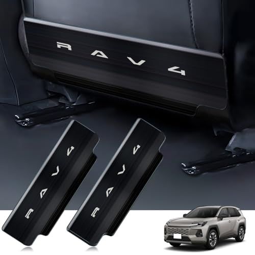 キックガード 新型 RAV4 2025年 専用 XA60 系（2025年12月?) ステンレス鋼 シート バック キック マット プロテクター 汚れ防止 蹴り防止 バックプロテクター 後部座席 内装 パーツ 2枚セット ブラックts db97d156