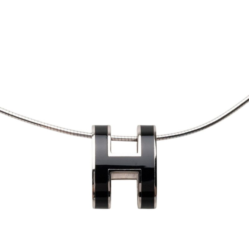 エルメス ポップアッシュ ポップH ペンダント ネックレス シルバー ブラック メタル SV925 シルバー レディース HERMES【252-81275】 42,120円