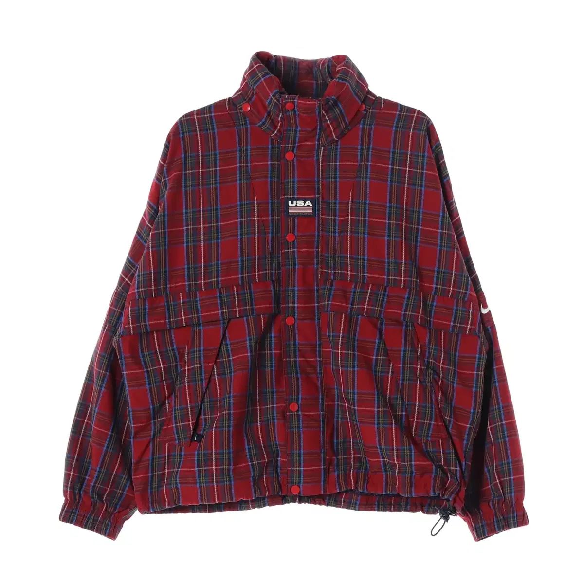 ナイキ USA Plaid CHECK スウッシュ ジャケット ウィンドブレーカー ジャケット レッド
