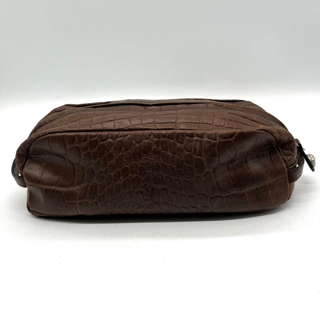 GIANNI VERSACE メデューサ クロコ型押し レザー クラッチバッグ GIANNI VERSACE メデューサ クロコ型押し レザー クラッチバッグ