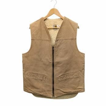 Carhartt ダックベスト フェード ベージュ 雰囲気系 USA製 星タグ 80s Carhartt カーハート ダック地 裏ボア ベスト 星タグ ベージュ系