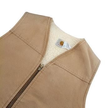 80s Carhartt カーハート ダック地 裏ボア ベスト 星タグ ベージュ系