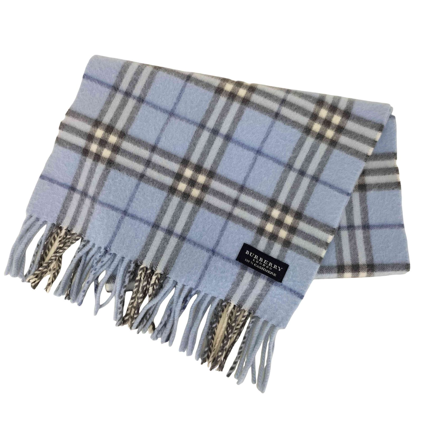 バーバリーロンドン BURBERRY LONDON カシミヤ チェック ニット フリンジ マフラー レディース 表記無 7,481円