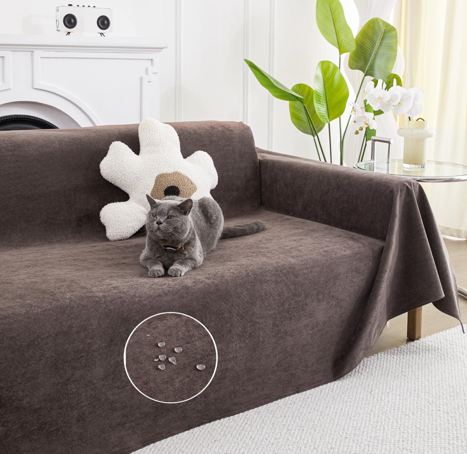 HomeFirst ソファカバー 防水 犬猫対策 マルチカバー 長方形 撥水加工 ズレ防止 ソファカバー 3人掛け 肘付き 肘なし 防水 ソファーベッドカバー 滑り止め ソファーシーツ 多機能 無地 北欧風 ブランケット 爪とぎ防止 汚れ防止 72078c35
