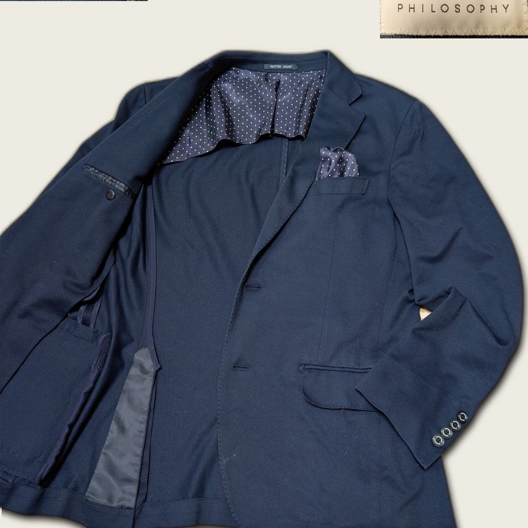 【美品】MACKINTOSH PHILOSOPHY ドット柄裏地が可愛い COOLMAX トロッタージャケット L/40R