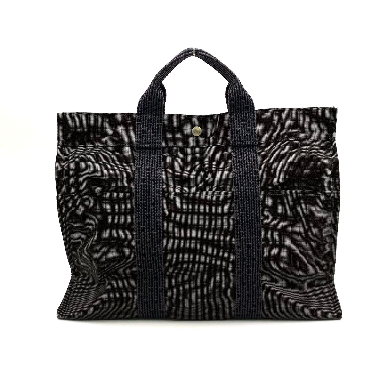 【新着】HERMES エールライン トートMM キャンバス グレー トートバッグ シルバー