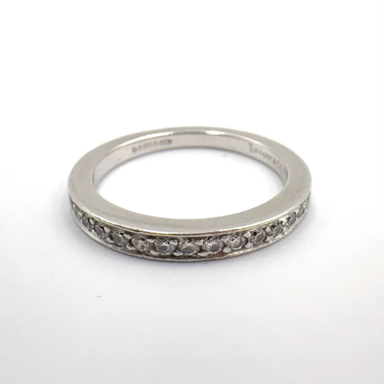 【新着】TIFFANY & Co. ハーフ エタニティ PT950、ダイヤモンド クリア、プラチナ 指輪 67,925円