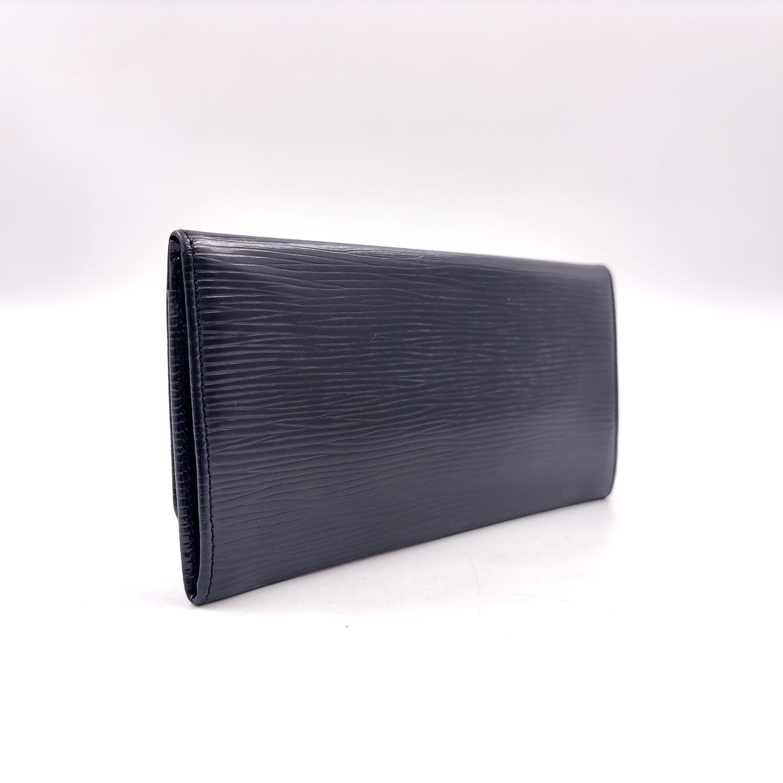 新着】LOUIS VUITTON ポルト エン エピ レザー ブラック 札入れ財布