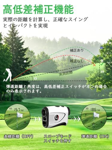 ★新品★【マグネット×高低差補正】 ゴルフ 距離計 レーザー 1200ヤード ±0.5yd 高精度 距離測定器 ピンロック 高低差補正 連続測定 高低差 ON/OFF スロープ切替可能 フラッグ振動 USB-C充電 軽量 2年無償交換保証 ギ f3ed43f2