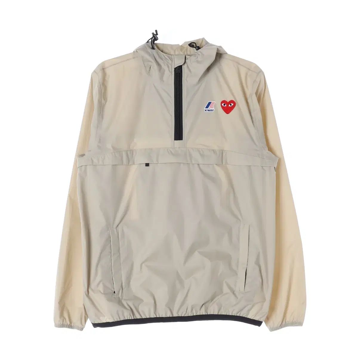 COMME des GARCONS PLAY x K-WAY(ケーウェイ) 24FW ハーフ ジップアップ レッド ハート ロゴ アウター アノラック ベージュ 27,282円