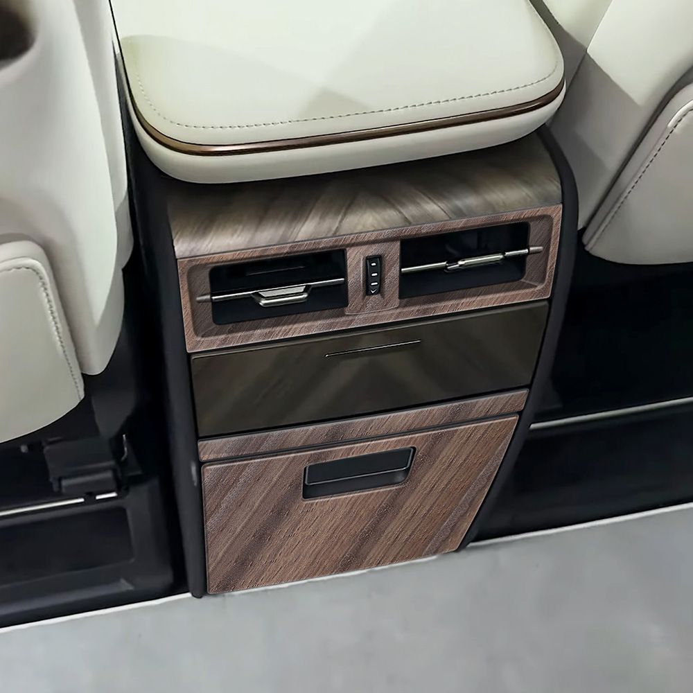 レクサス Lexus LM350h LM500h 2023年式 後席エアコン吹き出し口キックガード 3点セット ピアノブラック／木目調 ABS樹脂製 両面テープ貼り付け式 傷防止 内装保護 左右ハンドル車共通