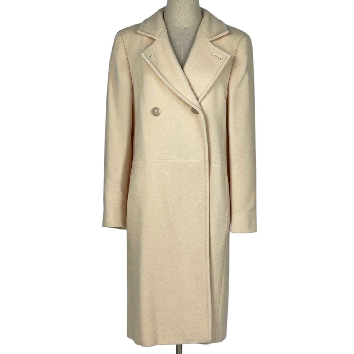 マックスマーラ MAX MARA チェスターコート アウター ロング ウール カシミヤ オフホワイト レディース 【中古】チェスターコート